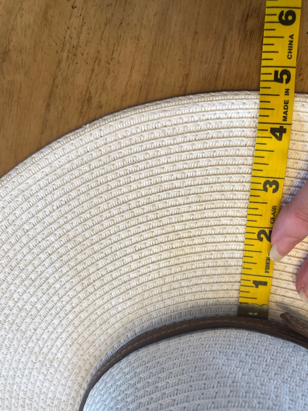 Melissa Odabash Jemima Floppy Wide Brim Hat, White and Tan Leather Trim - Picture 13 of 14